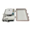 white abs wall mounted fibre termination box,splice trays for 24 cores single fiber,4 duplex sc adapters for 1x8 splitter distribution