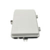 white abs wall mounted fibre termination box,splice trays for 24 cores single fiber,4 duplex sc adapters for 1x8 splitter distribution