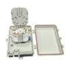 white abs wall mounted fibre termination box,splice trays for 24 cores single fiber,4 duplex sc adapters for 1x8 splitter distribution