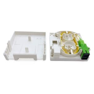 wall mount fiber termination enclosure for 4 sc pigtails, back cable entrance