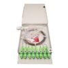 fttx main fiber termination box metal spcc, 8 sc/st/fc ports, 2 cable glands, wall mounted with screws.