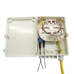 outdoor mini optical fibre termination unit, 8 port sc, 12mm cable gland, 1 splice tray