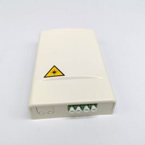 ftth outlet fiber optic, 1 port sc duplex connector, 2 cores splicing, slide open, left top to bottom cable go through