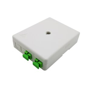 fibra optica roseta, screw lock, both sides press down open, front operation, sc connectors and drop cable exit