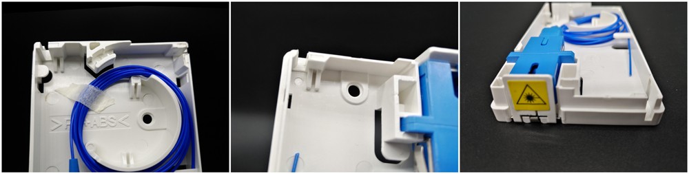 fttx box 1 sc port with shutter, indoor wall mounted, mini ftth outlet, white os2 apc green lszh