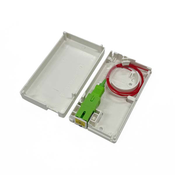 fttx box 1 sc port with shutter, indoor wall mounted, mini ftth outlet, white os2 apc green lszh