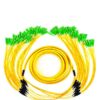 72 core fiber optic cable bundle type, yellow lszh g652d, breakout kits with 6*12 strands fiber pigtails 2mm sc apc green