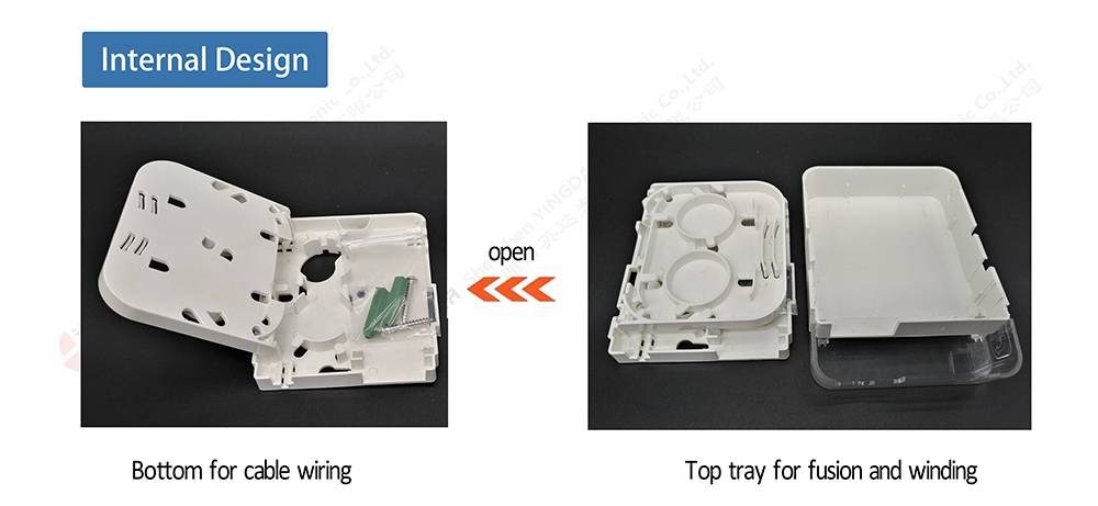 1 port roseta fibra optica movistar custom, transparent front cover, sc simplex or duplex adapters optional, bottom cable entrance