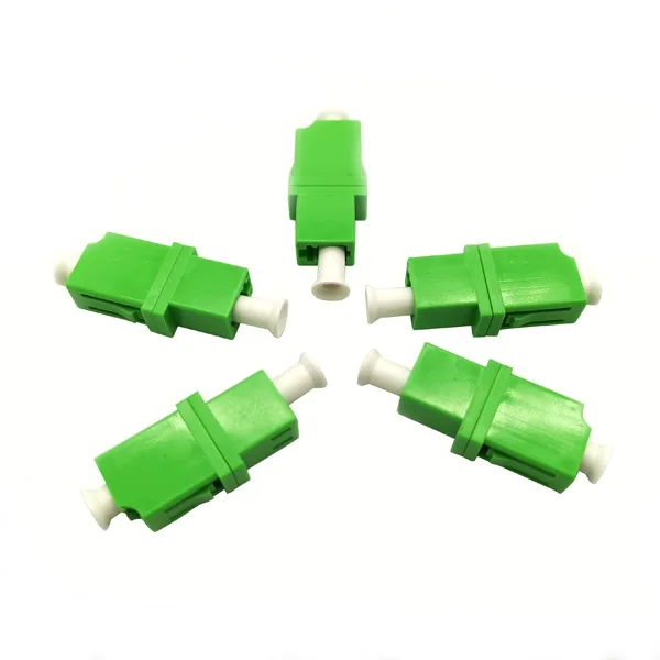 lc apc adapter duplex, sc footprint welding body, w/o flange, single mode apc green, metal clip