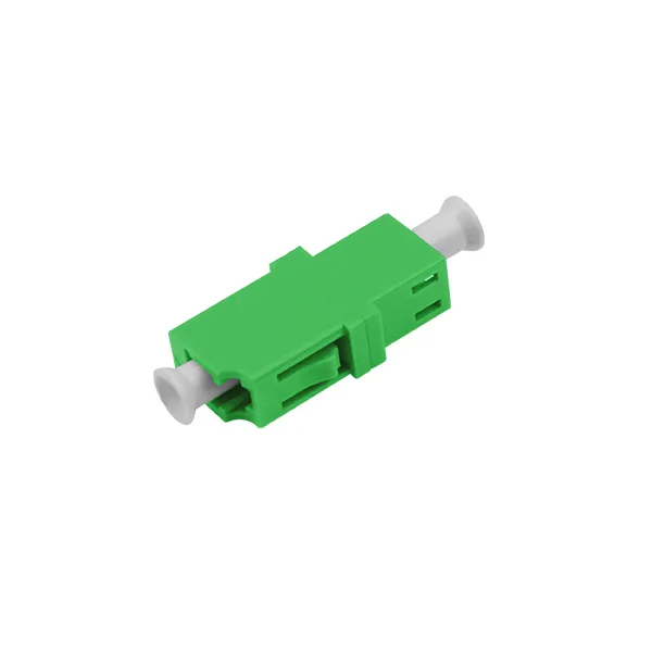 lc apc adapter duplex, sc footprint welding body, w/o flange, single mode apc green, metal clip