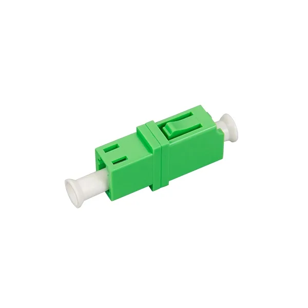 lc apc adapter duplex, sc footprint welding body, w/o flange, single mode apc green, metal clip
