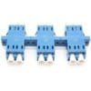 ftth lc to lc fiber adapter duplex upc blue, sc footprint welding body, with flange and metal clip, white dust caps