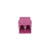 fiber lc adapter duplex multimode om4 mm rose red, w/o flange, one piece body with metal clip