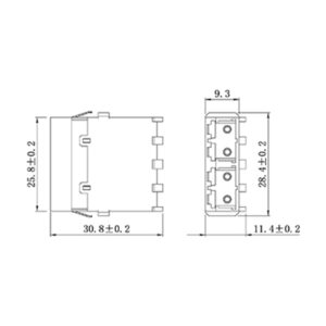 lc quad adapter front shutter with tx rx channels and laser mark, specify dust caps