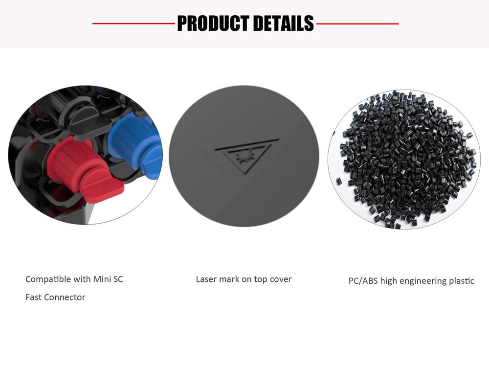 ip65 waterproof outdoor fiber distribution box for ftth fiber drop cable, 10 mini sc adapter ports fro 1x9 splitter with unbalanced split ratio.