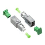 sc apc attenuator build out type, male to female attenuator, metal with green dust caps