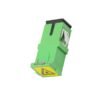 sc shutter adapter with yellow laser mark, simplex single mode, without flange, metal clip, green