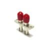 duplex rectangle st fiber adapter, zinc alloy, red protective dust caps, il