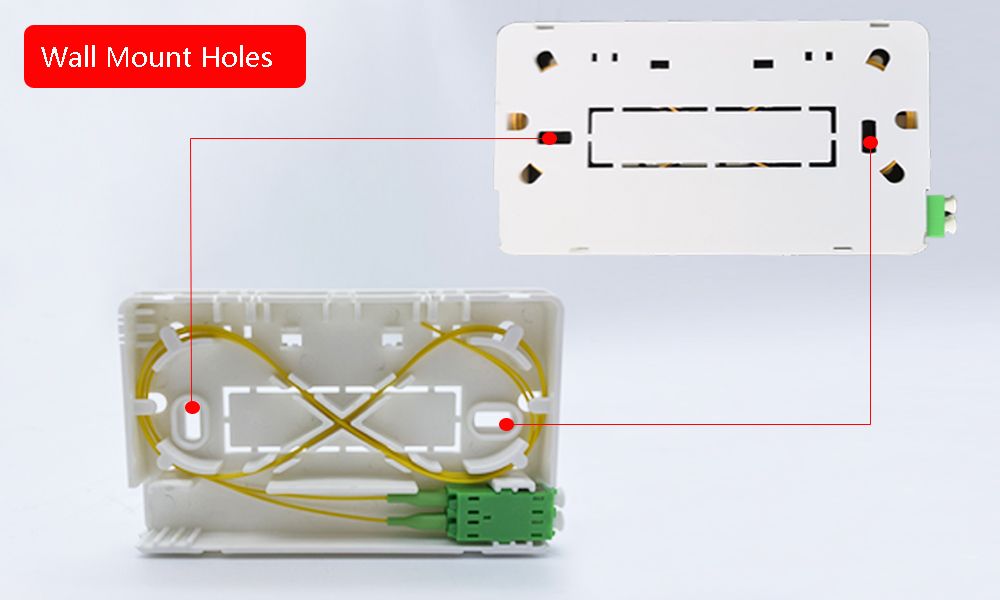 mini 1port optical fiber outlet box, wall mounted with shutter adapter block