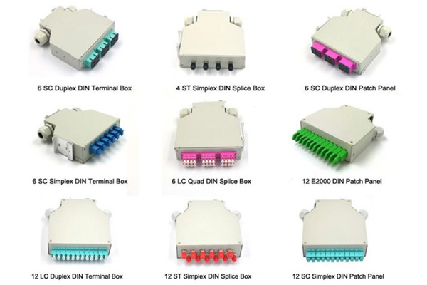 35mm din rail fibre termination box 6 sc duplex port, 12 fiber splice box metal