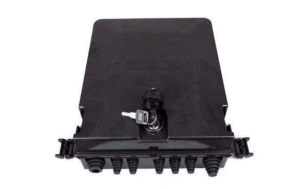 2 in 5 out round rubber seal fiber distribution box, 24 cores single fiber splicing with 2 splice trays, 24 sc adapters, wall pole mount