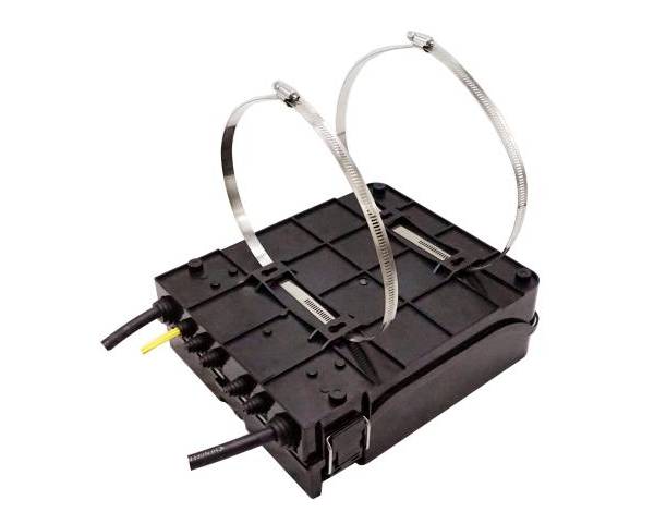 2 in 5 out round rubber seal fiber distribution box, 24 cores single fiber splicing with 2 splice trays, 24 sc adapters, wall pole mount