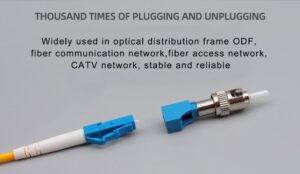 st male to lc female hybird fiber optic adapter, single mode upc, blue lc female connector, st male connector