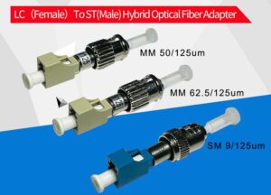 st male to lc female hybird fiber optic adapter, single mode upc, blue lc female connector, st male connector