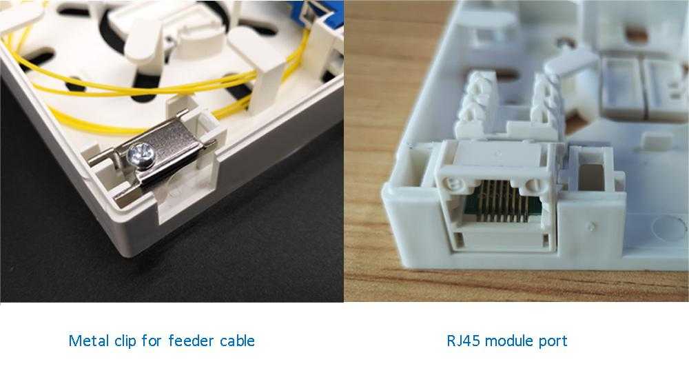 86 fiber optic outlet, 86*86*25mm, 2 sc port, mechanical splicer, fiber sleeve holders, wall mounted