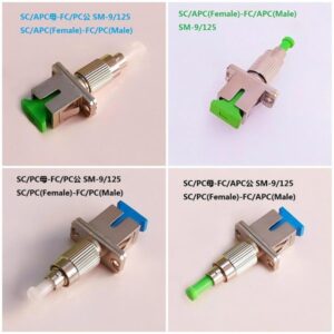 telecom fc apc to sc apc adapter female to male, green, sm os1, g657a2, 0.2db, 1pc/bag