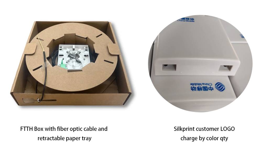 86 fiber optic outlet, 86*86*25mm, 2 sc port, mechanical splicer, fiber sleeve holders, wall mounted