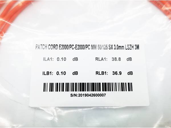 r&m patch cord e2000 to e2000 3m single mode simplex om2 50/125um, 3.0mm