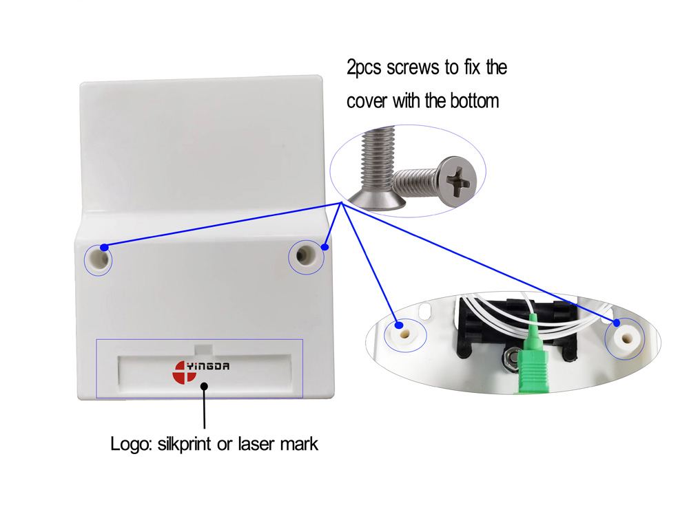 fat box in ftth,with 2 sc ports, single mode fiber smf 900um pigtails 1.5 mts, gradient surface