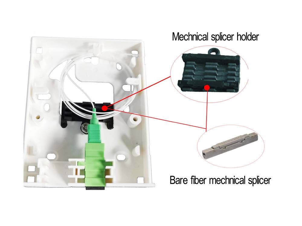 fat box in ftth,with 2 sc ports, single mode fiber smf 900um pigtails 1.5 mts, gradient surface