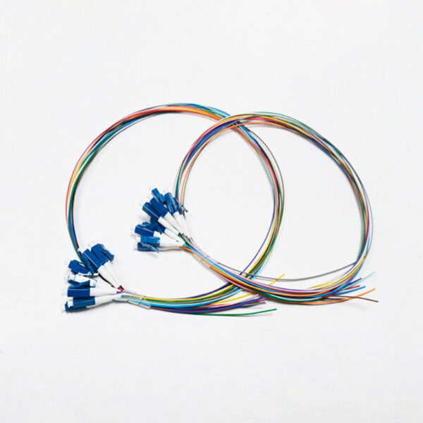 12 strand os2 single mode lc fiber pigtail, 0.9mm tight buffer, 2.0mm pvc jacket, custom length 1 20m, upc/apc optional