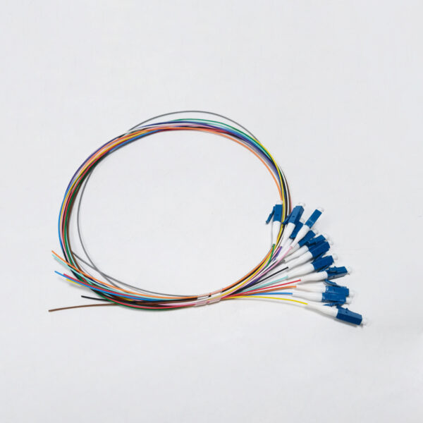 12 strand os2 single mode lc fiber pigtail, 0.9mm tight buffer, 2.0mm pvc jacket, custom length 1 20m, upc/apc optional