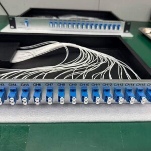 1u rack 16ch mux cwdm single fiber pigtails 32 cores, with mux & demux abs module, lc/upc connectors, single mode wdm