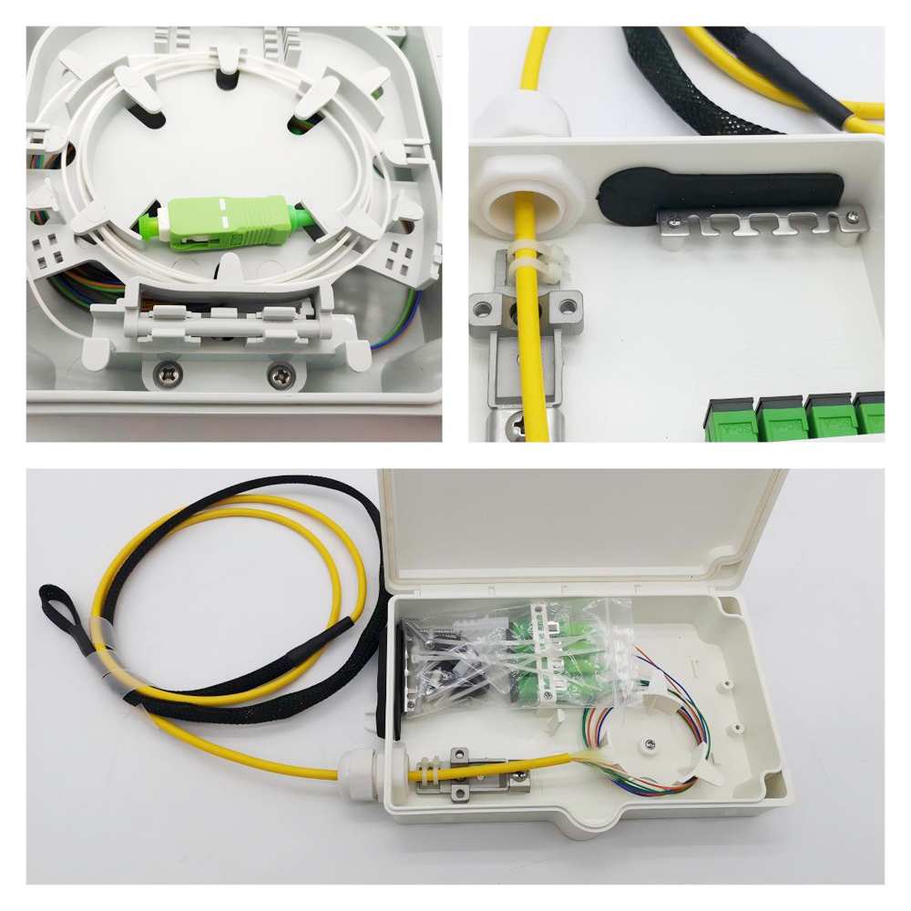 4 port plastic ftb fiber termination box, indoor outdoor use, ip65, abs+pc material, high impact, long time use