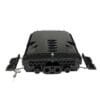 new black ip65 outdoor fdb fiber distribution box, 16 round ports, 4 cable entry, 1x16 1x8 splitter