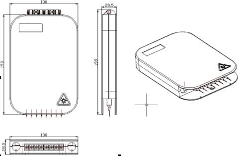 fiber optic cable terminal box, 8 cores, front 8sc coupler, large size, low loss il 0.2db