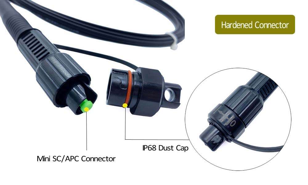 single mode fiber sc to sc patch cord pigtail, apc polishing, il<0.3db, 2x5mm self supporting drop cable with messenger steel wire 1mm, 100m for gpon odn network