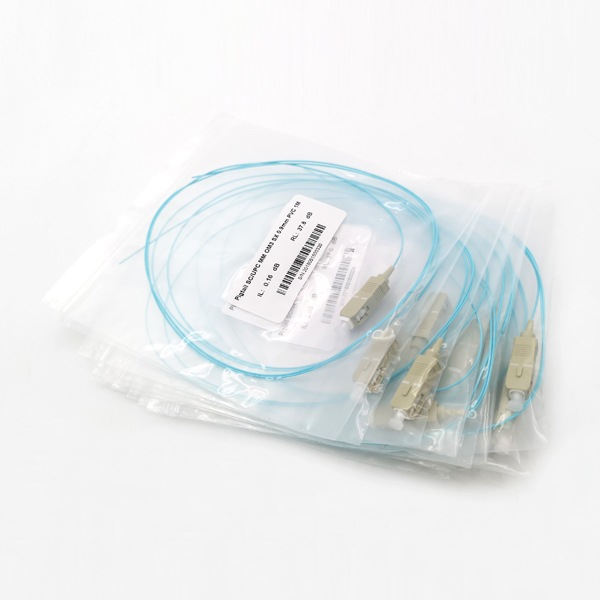 sc upc om3 multi mode fiber pigtail 0.9mm aqua (wathet) 10gbps, sx short wavelength, 0.9mm jacket