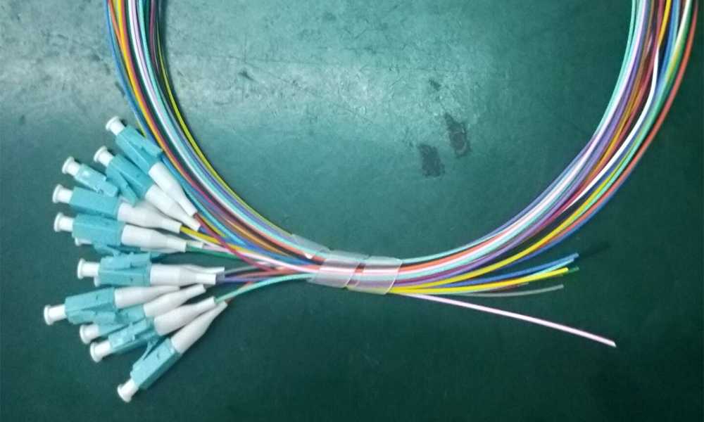 lc fiber optic pigtail cable om3 multimode 0.9mm jacket 1.5m (1.5 meter) 12 pack colored patch cord for high speed networking