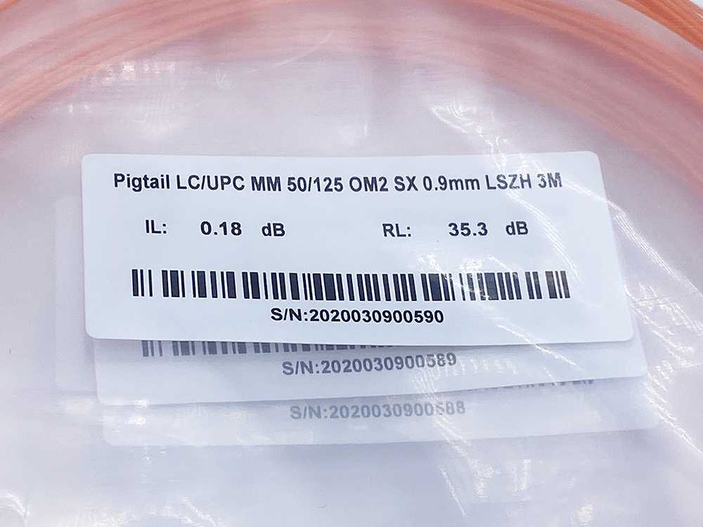 fiber optic lc lc multimode pigtail, om1/om2, 50/62.5µm, orange 900um loose tube, easy to strip