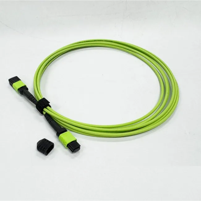 400g mpo fiber patch cable 16 cores female connectors, mm om5 50/125um cable, lszh, round, green