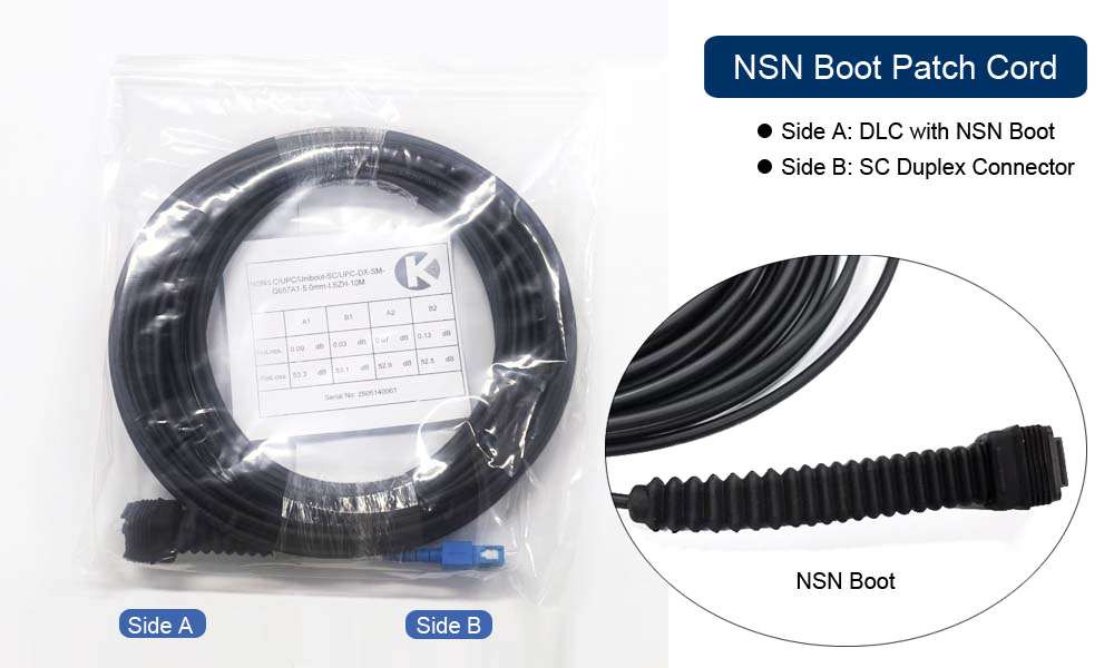 nsn lc upc (uniboot) sc upc with fastener sm dx 5.0mm fiber optic patch cord