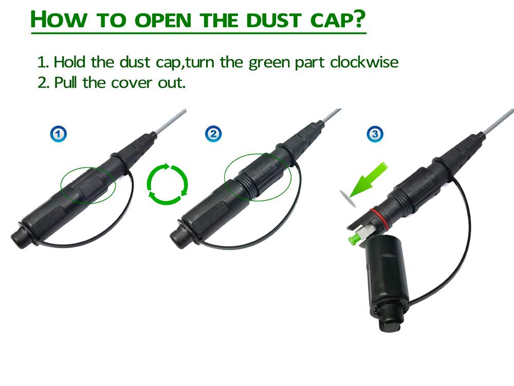 outdoor ftth drop cable pigtail with optitap mini sc apc connector, 2.0*5.0mm figure 8 cable, 2x0.4mm steel strength mmeber, 1mm steel wire messenger, g657a fiber lszh, gray, 50mts