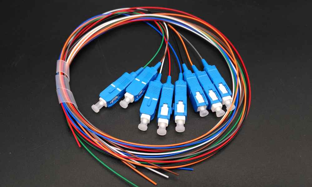 pre terminated pigtail sc sm, upc blue connector, 0.9mm slim 8 color coding 250um lszh 1 meter