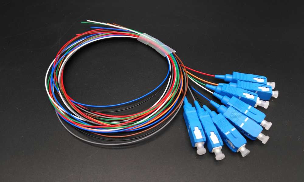pre terminated pigtail sc sm, upc blue connector, 0.9mm slim 8 color coding 250um lszh 1 meter