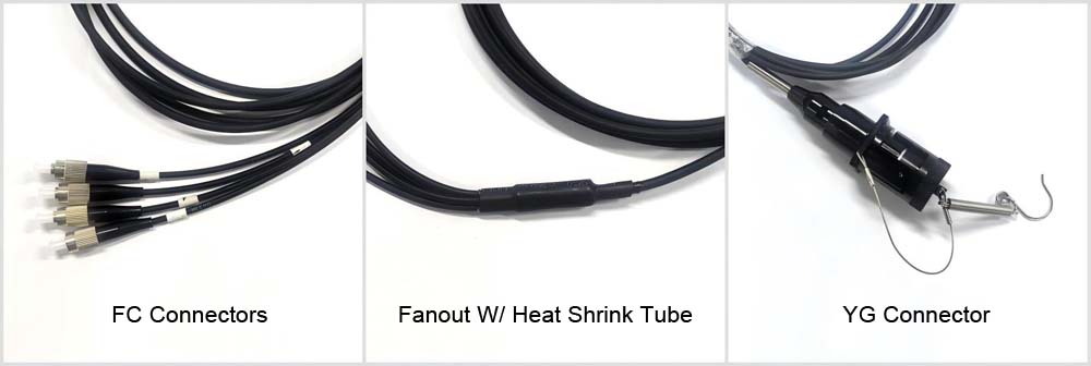 aviation connector to fc 4 upc cores fiber optic patch cord cable, tpu black, flexible low loss connectivity